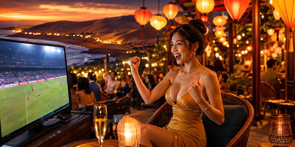 Người dùng cá cược thể thao tại chợ đêm Hội An trên điện thoại